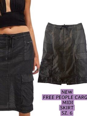 FREE PEOPLE CARGO MIDI SKIRT‎ SIZE 6 MEDIUM NEW